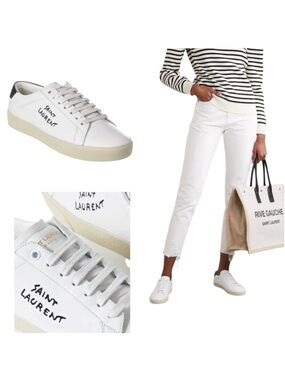 SAINT LAURENT Court Classic logo-embroidered leather sneakers
